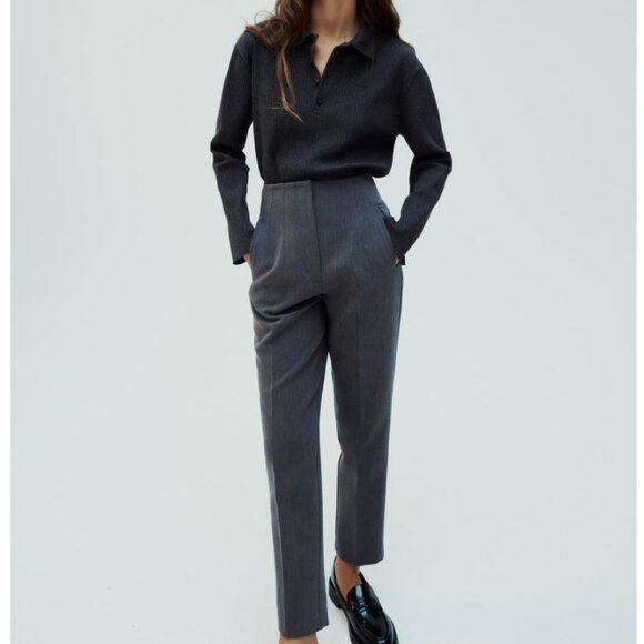 Zara XS High Waisted Pants Grey - Picture 1 of 4